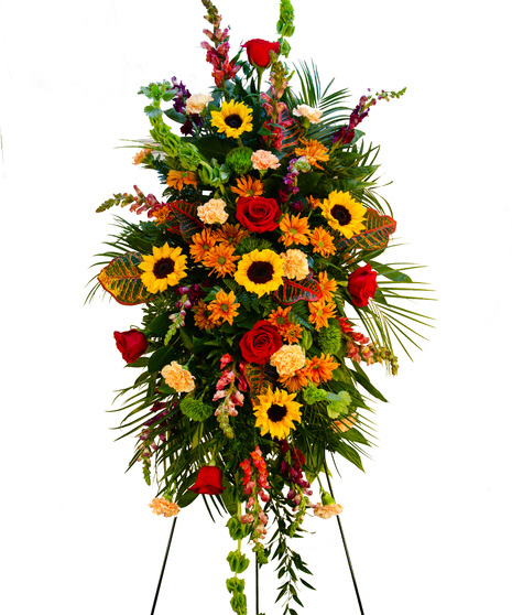 Autumn Harvest Standing Spray with Sunflowers