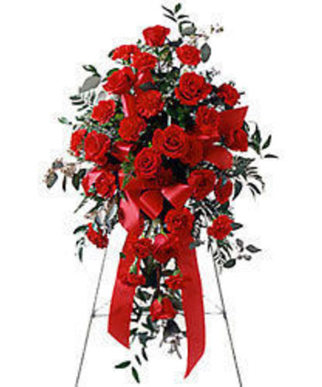 Red Rose and Carnation Standing Spray- Sweet Thoughts