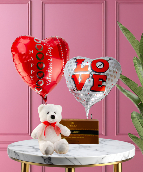 Bear Balloons Chocolate Valentine's Day Gift Combo delivered Baton Rouge LA