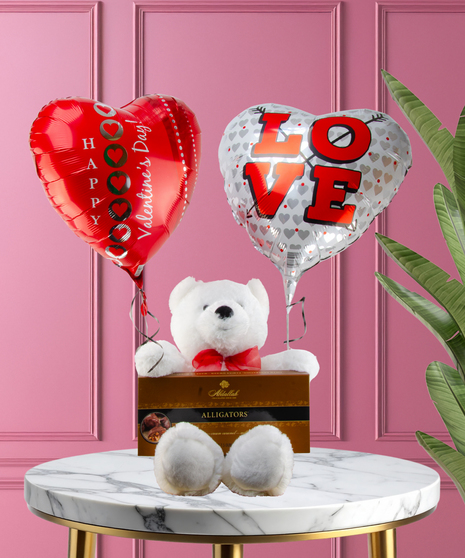 Bear Balloons Chocolate Valentine's Day Gift Combo delivered Baton Rouge LA
