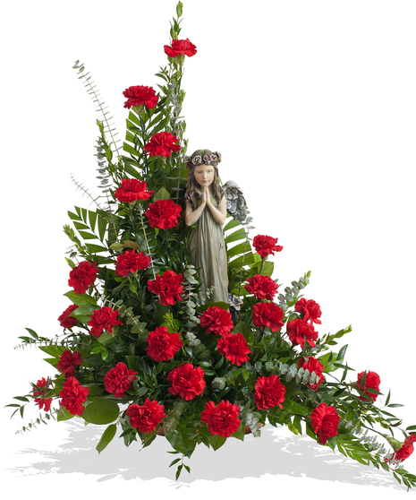 Classic Carnations small floor piece with angel delivered in Baton Rouge, LA. 