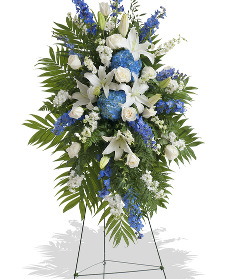 Blue and White Stand Arrangement