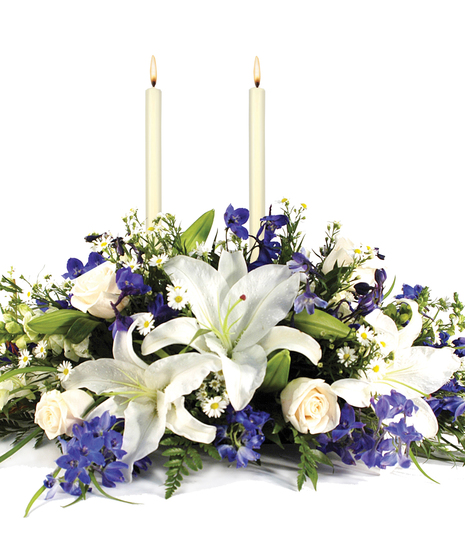 Blue and White Table Centerpiece for the Holiday delivered in Baton Rouge LA