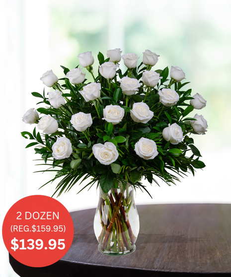 Premium Stem White Roses for Delivery in Baton Rouge, Louisiana by Billy Heroman's