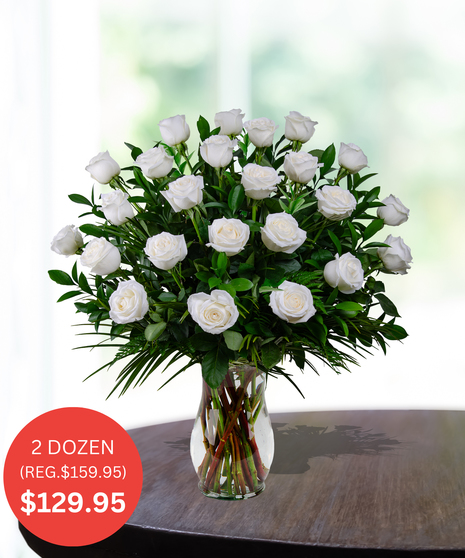 Premium Stem White Roses for Delivery in Baton Rouge, Louisiana by Billy Heroman's