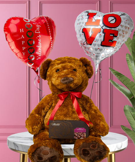 Bear Balloons Chocolate Valentine's Day Gift Combo delivered Baton Rouge LA