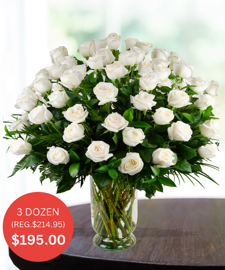 Premium Stem White Roses for Delivery in Baton Rouge, Louisiana by Billy Heroman's