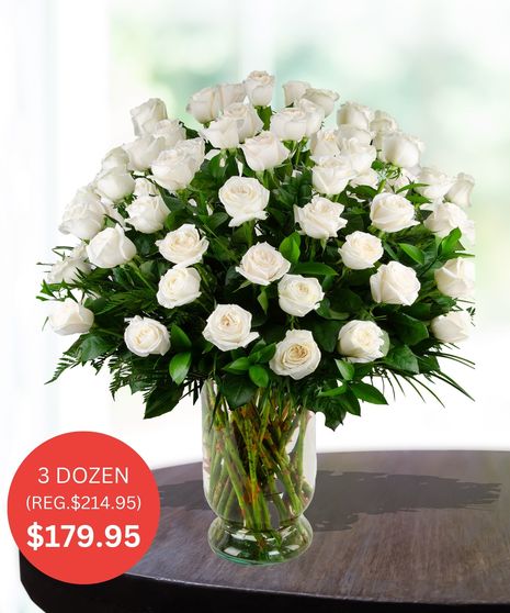 Premium Stem White Roses for Delivery in Baton Rouge, Louisiana by Billy Heroman's
