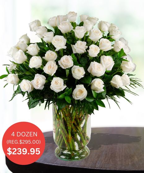 Premium Stem White Roses for Delivery in Baton Rouge, Louisiana by Billy Heroman's