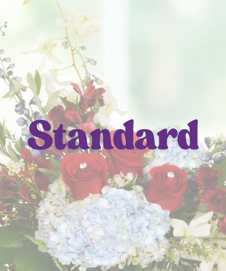 red white blue glass bowl arrangement roses hydrangea baton rouge LA