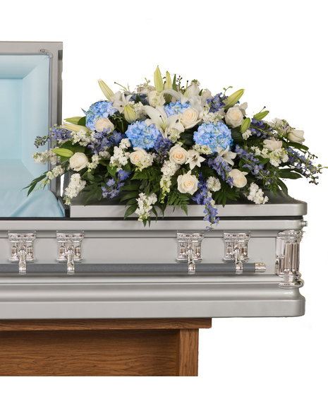 light blue casket