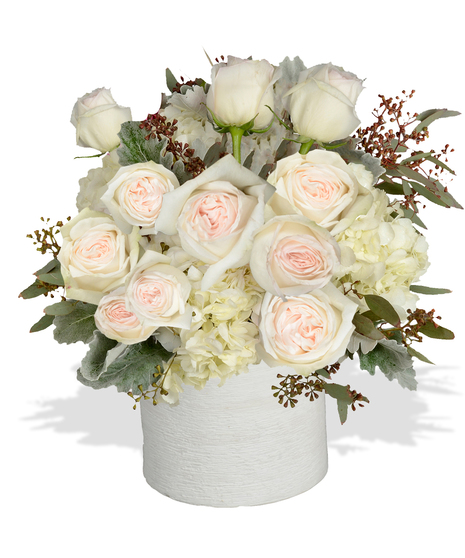 hydrangea and garden rose bouquet