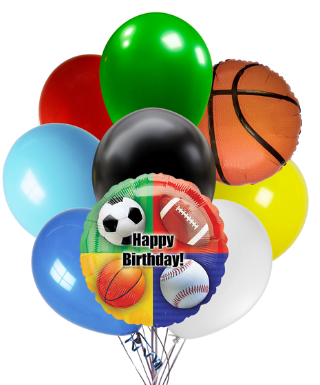 Sports Birthday Balloon Bouquet - Balloons May Vary Based On Availability