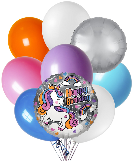 Unicorn Birthday Balloon Bouquet - Balloons May Vary Based On Availability