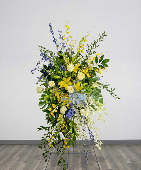 Blue and Yellow Southern University Spirit Stand for the Funeral - Billy Heroman's