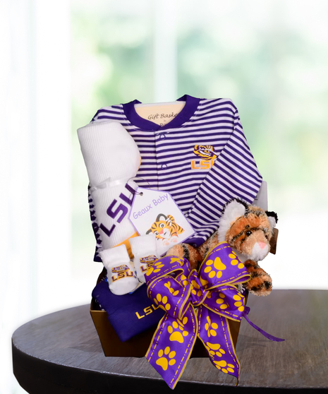 LSU Baby Gift Basket delivered baton rouge LA