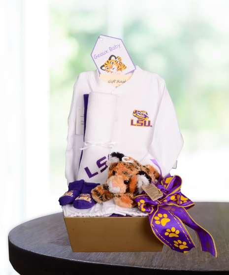 LSU Baby Gift Basket delivered baton rouge LA