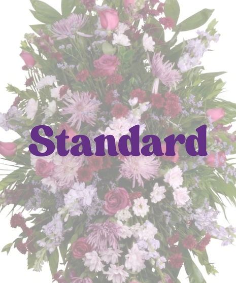 purple mixed flowers funeral stand baton rouge LA