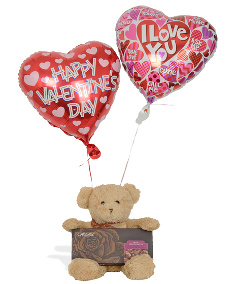 Bear Balloons Chocolate Valentine's Day Gift Combo delivered Baton Rouge LA