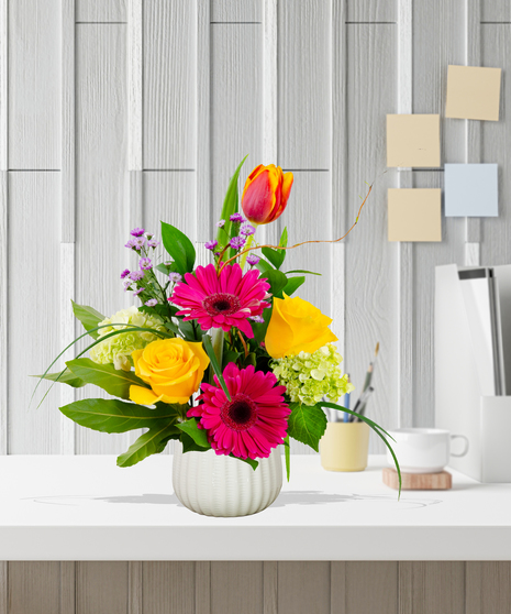 Office Charm Flower Arrangement: A delightful bouquet of blooms perfect for Administrative Appreciation Week