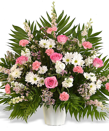 Pink and White Funeral Basket