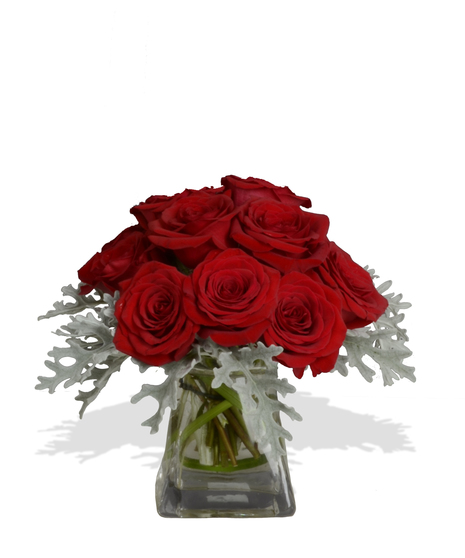 Clusters of Roses in Any Color Arranged in a Cube Vase Delivered in Baton Rouge LA