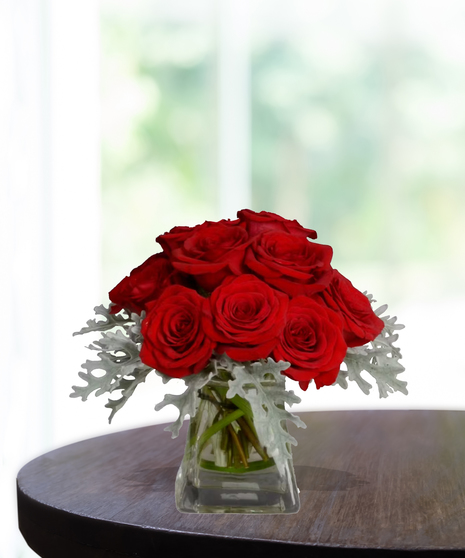 Clusters of Roses in Any Color Arranged in a Cube Vase Delivered in Baton Rouge LA