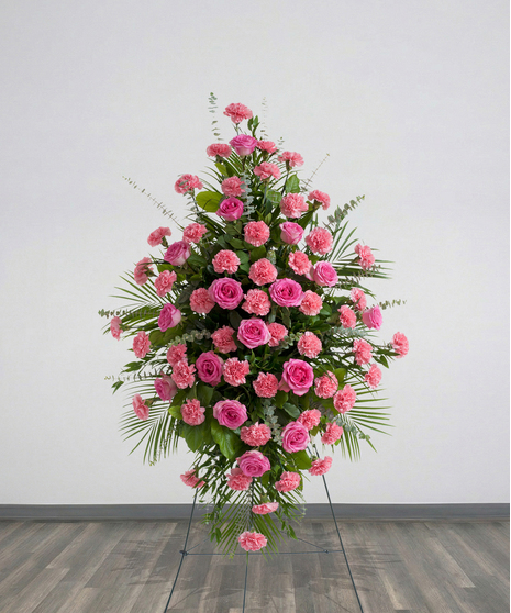 Roses & Carnations - Traditional Funeral Stand