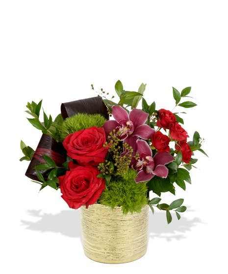 Red roses, spray roses, red cymbidium orchids, burgundy snapdragons and more delivered in Baton Rouge