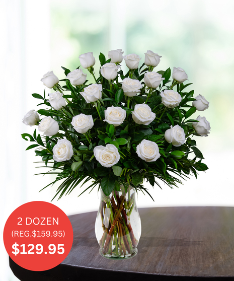 Premium Stem White Roses for Delivery in Baton Rouge, Louisiana by Billy Heroman's