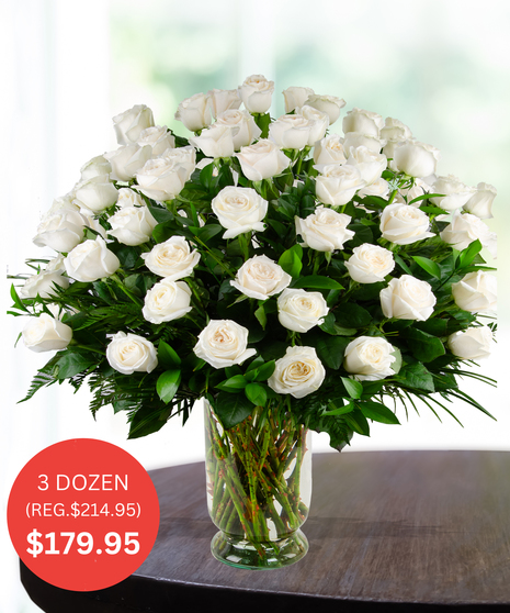 Premium Stem White Roses for Delivery in Baton Rouge, Louisiana by Billy Heroman's