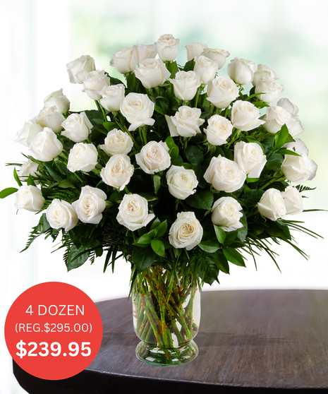 Premium Stem White Roses for Delivery in Baton Rouge, Louisiana by Billy Heroman's