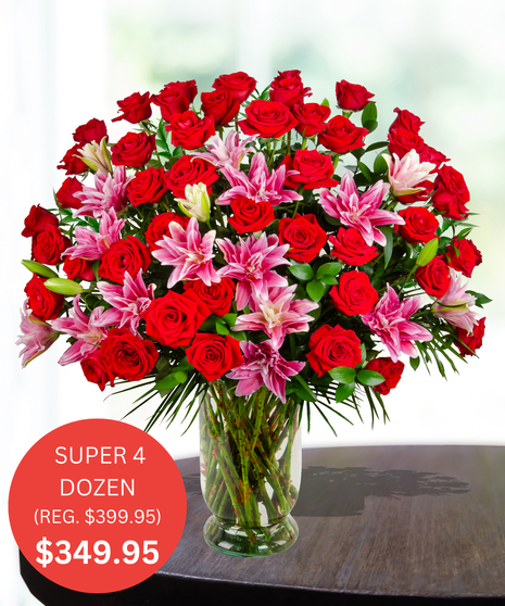 48 premium stem roses with 8 lilies delivered in baton rouge la