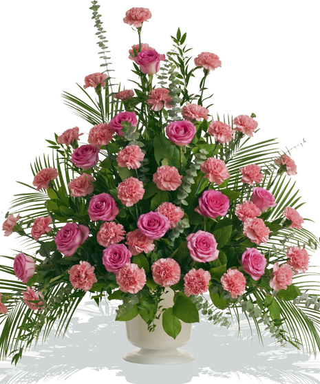 Arrangement in Urn made of Roses and Carnations colors of your choice delivered baton rouge LA