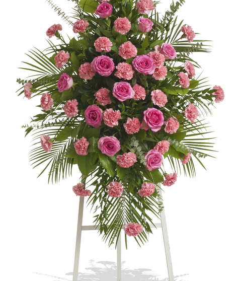 Traditional Standing Spray made of Roses and Carnations colors of your choice delivered baton rouge LA