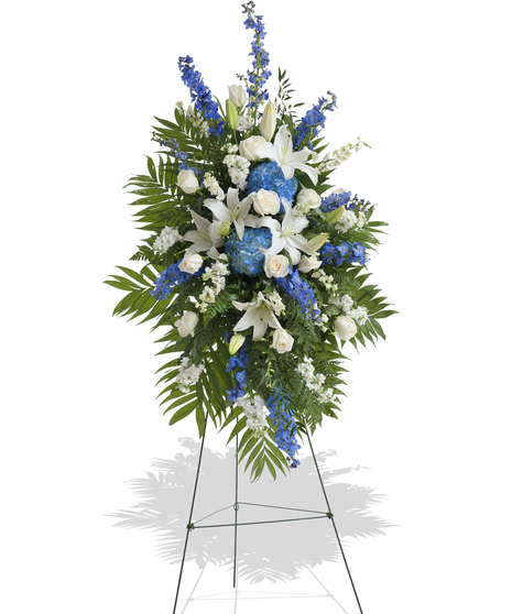 Blue and White Stand Arrangement