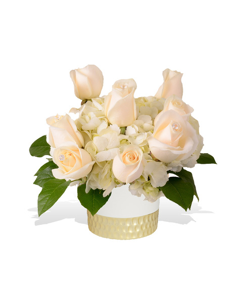 Flowers arranged in a diamond accented vase delivered in Baton Rouge