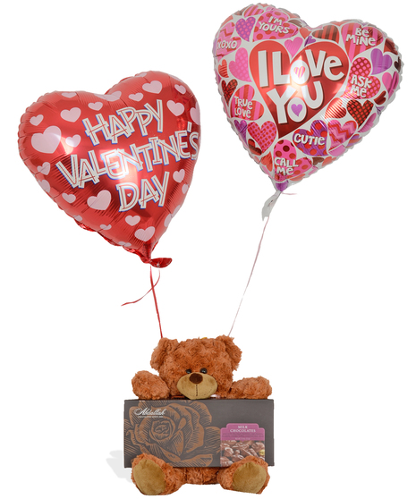 Bear Balloons Chocolate Valentine's Day Gift Combo delivered Baton Rouge LA