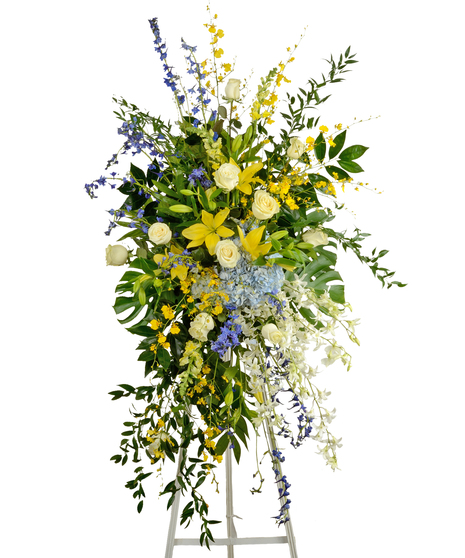 Blue and Yellow Southern University Spirit Stand for the Funeral - Billy Heroman's
