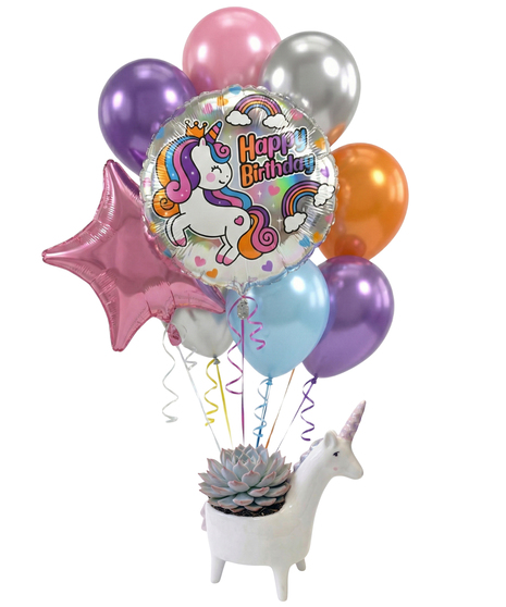 Unicorn Birthday Balloon Bouquet - Balloons May Vary Based On Availability