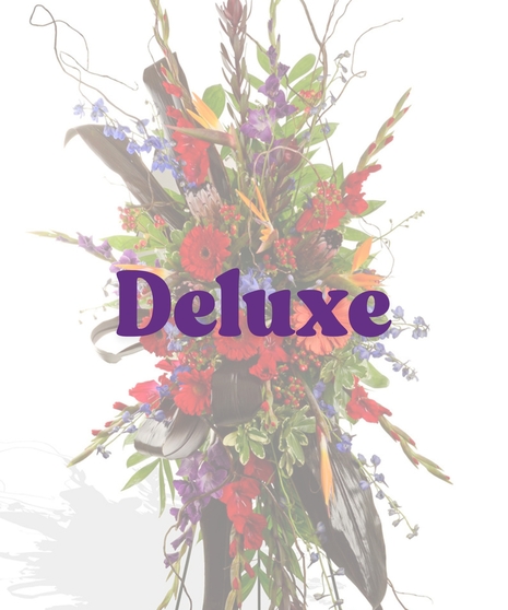 Vibrant Colors Assorted Flowers Standing Funeral Spray delivered Baton Rouge LA