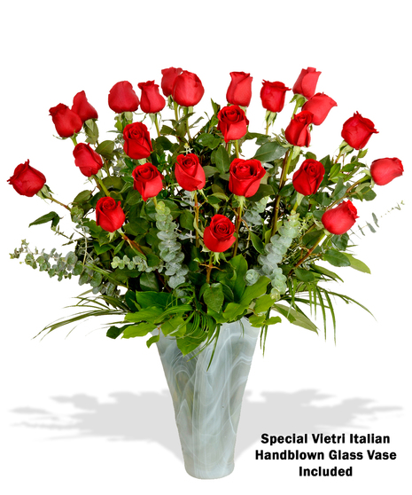 Roses in Handblown Italian Vase