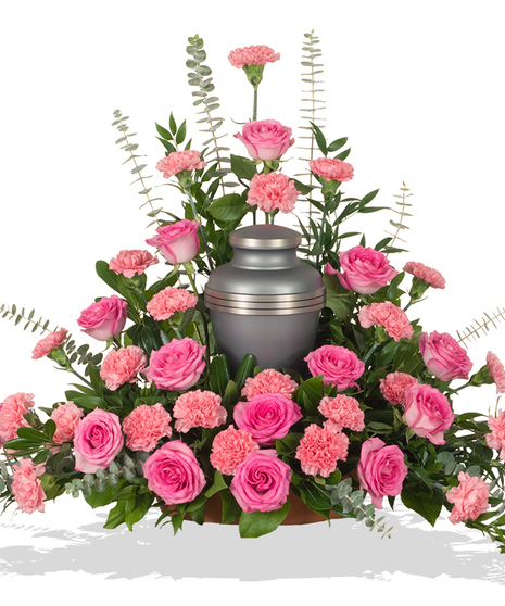 Wreath for Cremation Urn made of Roses and Carnations colors of your choice delivered baton rouge LA