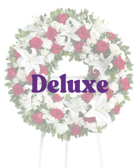 Red and White Tradition wreath stand delivered in Baton Rouge, LA. 