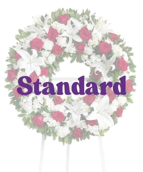 Red and White Tradition wreath stand delivered in Baton Rouge, LA. 