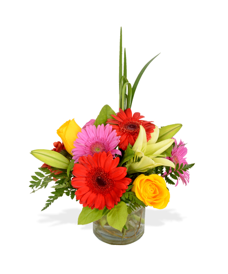 lilies daisies cube arrangement delivered baton rouge LA