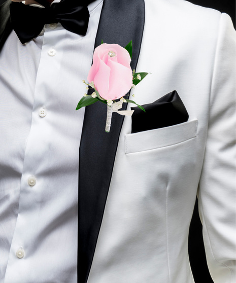 Any Color Pin On Rose Boutonniere with Ribbon delivered Baton Rouge, LA