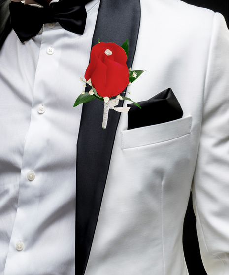 Any Color Pin On Rose Boutonniere with Ribbon delivered Baton Rouge, LA