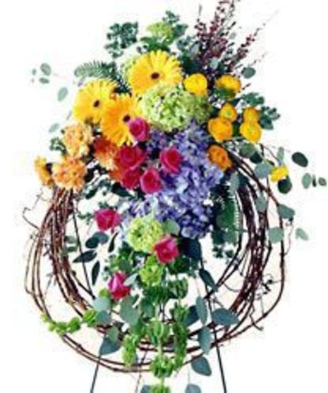 Rustic Sympathy Wreath with Flowers Standing Funeral Spray delivered Baton Rouge LA