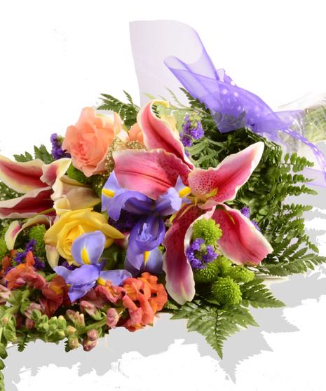 Mixed Spring Flowers Wrapped to Go